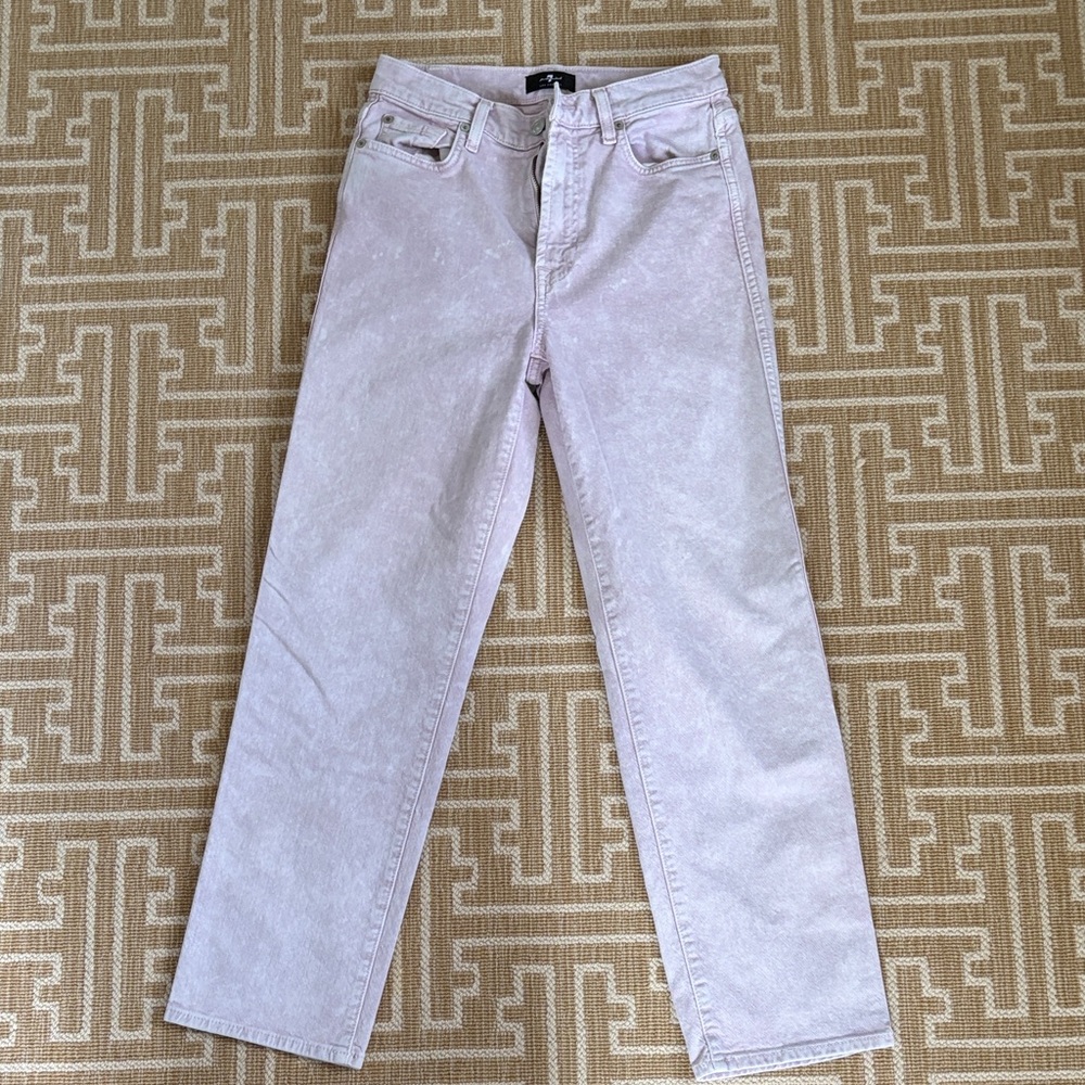 7 For All Mankind Women's High Rise Jeans in Soft Pink
